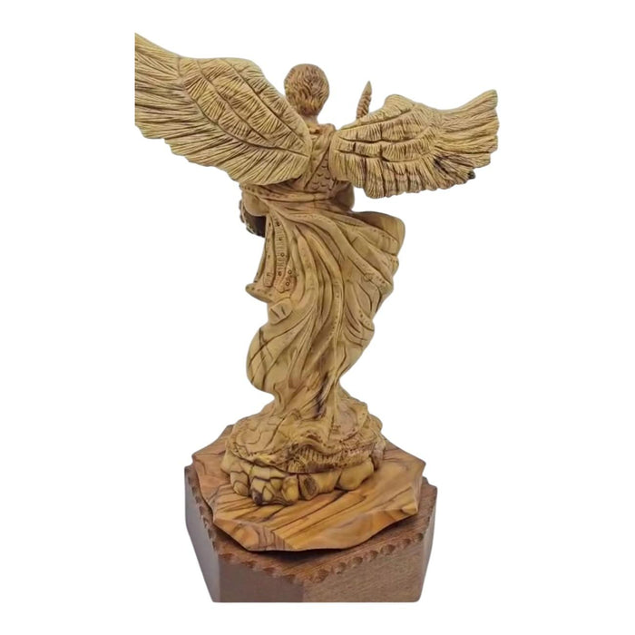 Archangel Raphael Statue - Handcrafted Olive Wood Masterpiece from Bethlehem