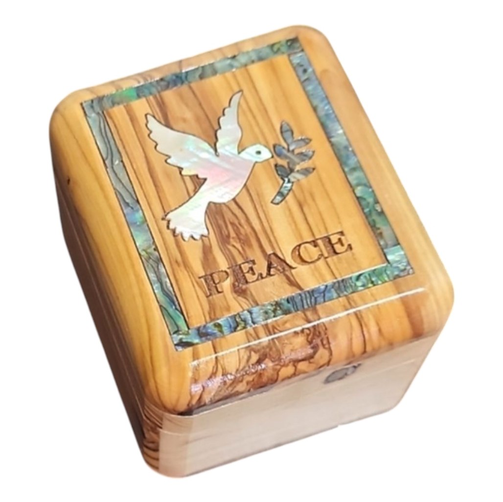 A Dove of Peace: Bethlehem Olive Wood Rosary Box