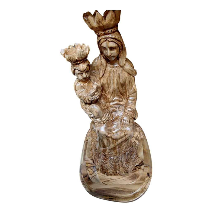 Handcarved Olive Wood Sculpture of Queen of Heaven &Earth-Mother of the Son of God