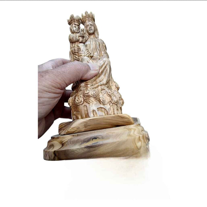 Handcarved Olive Wood Sculpture of Queen of Heaven &Earth-Mother of the Son of God