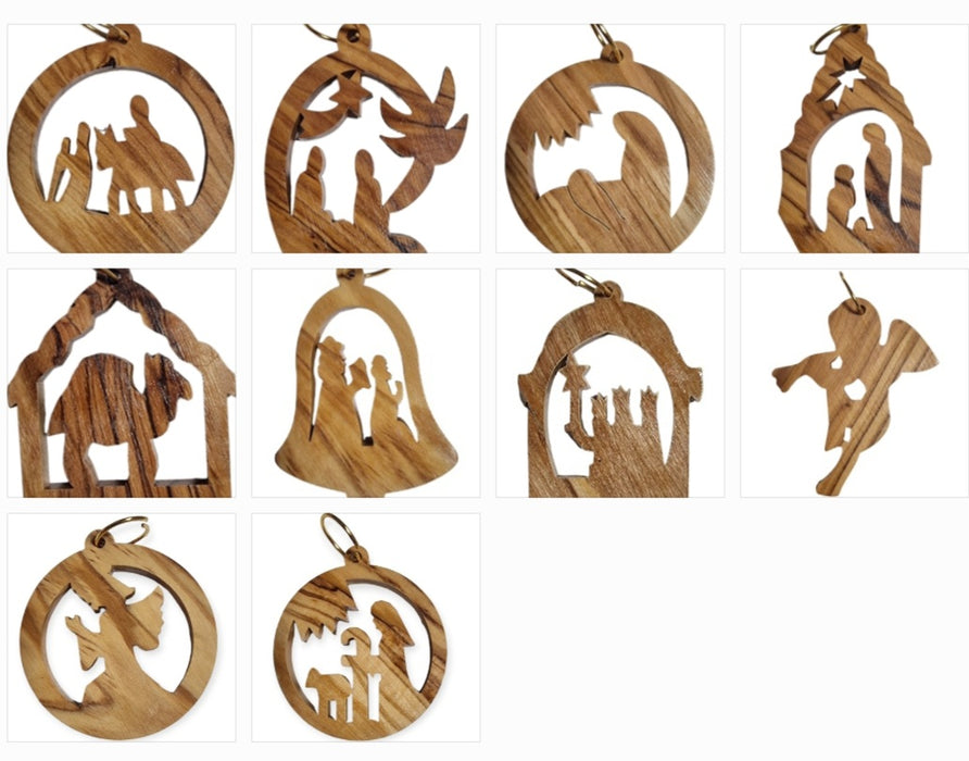 10 pieces of a set of christmas wood ornaments