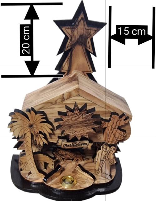 Olive Wood Nativity Scene with Music Box