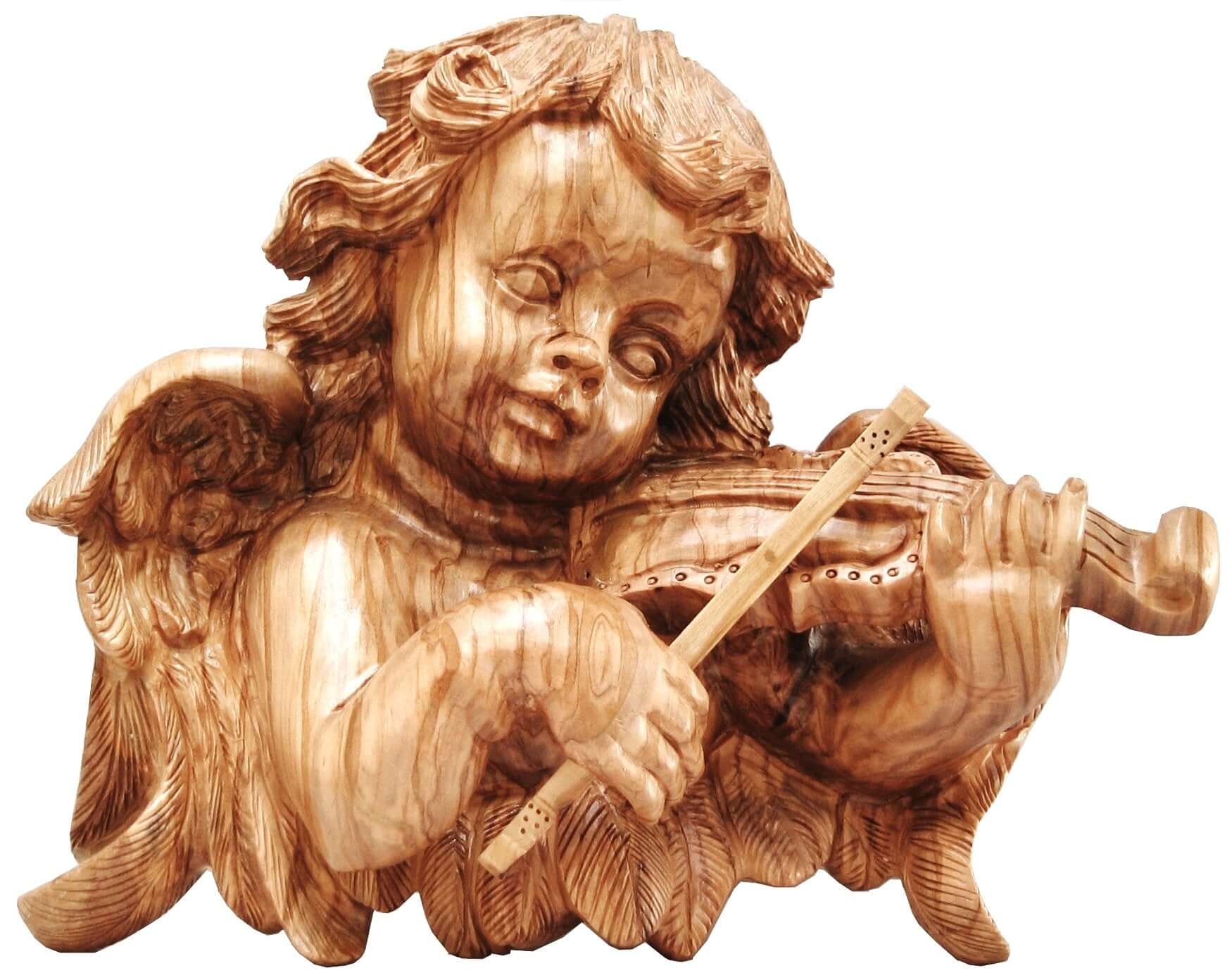 Olive Wood Angel Musician