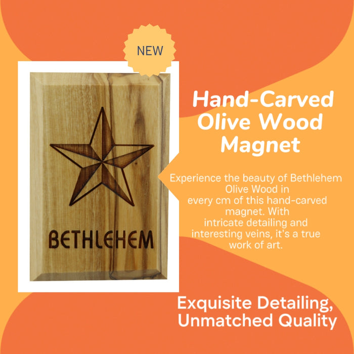 Starlit Blessings: Bethlehem Olive Wood Magnet with the Star of Bethlehem