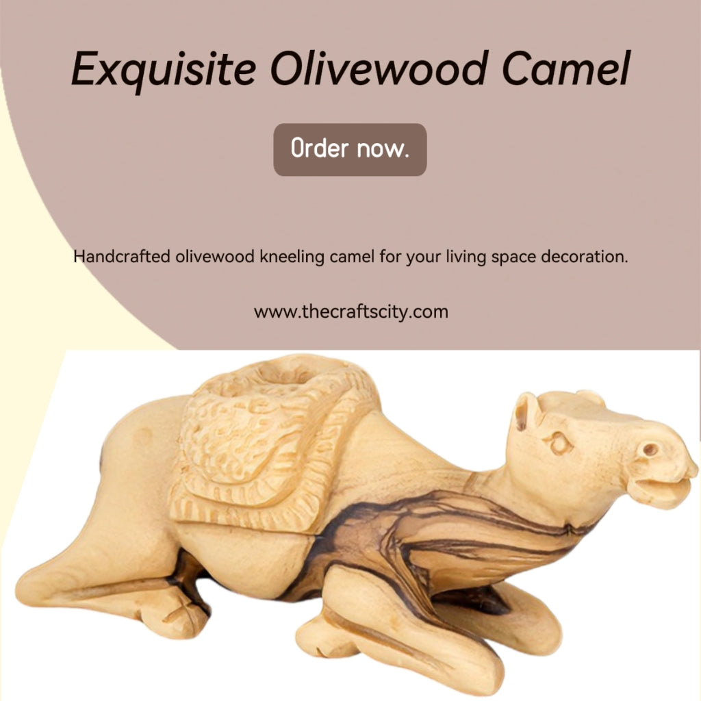 Resting in Grace: An Olive Wood Kneeling Camel