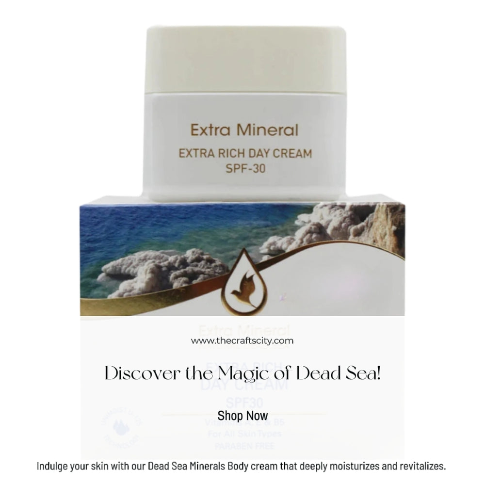 Dead Sea Cream placed on the top of its packaging 