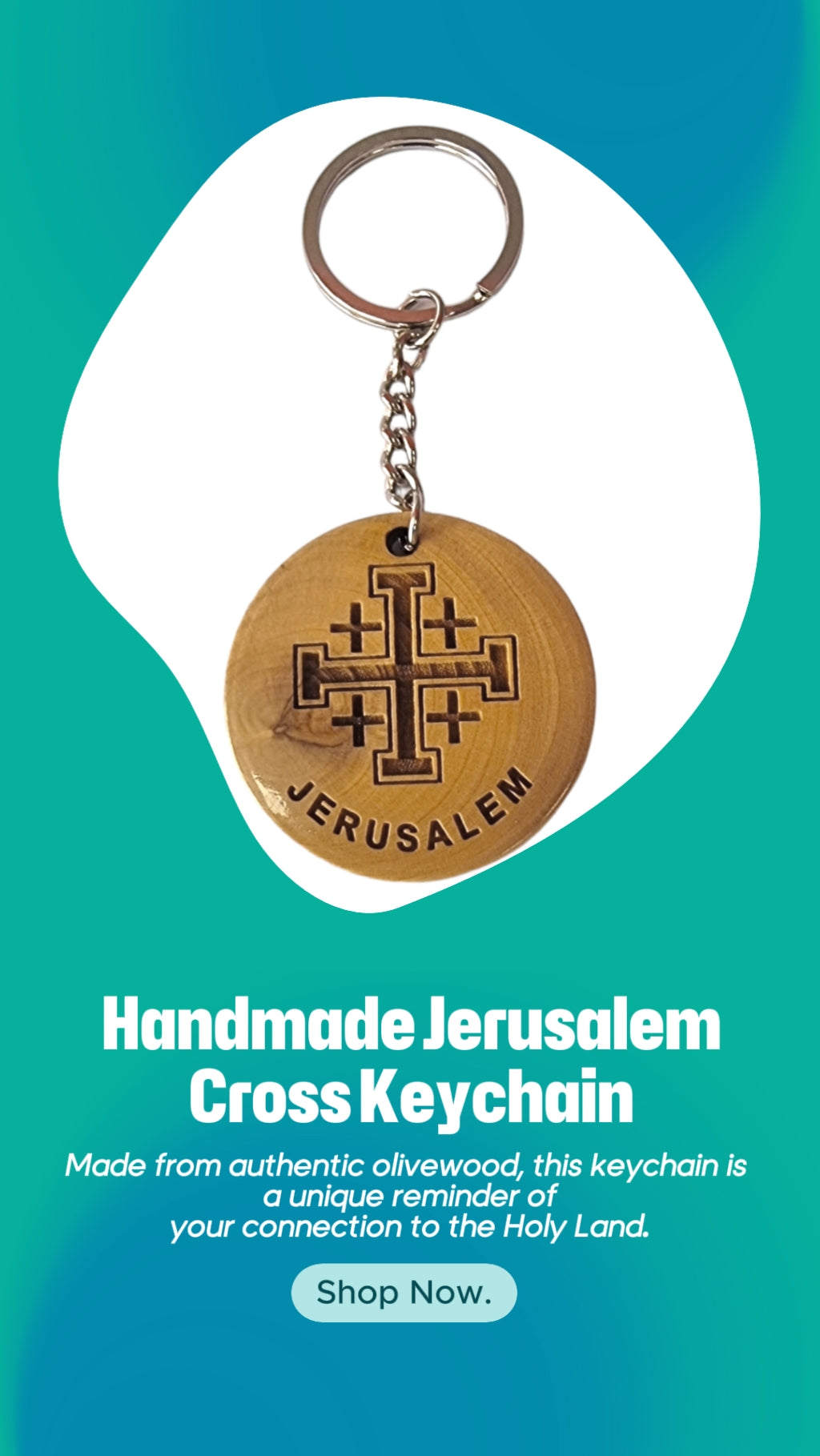 Carry Faith With You  ,  Olivewood Jerusalem Cross Keychain