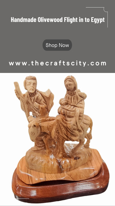 Handmade Wood Carving of The Holy Family's Flight to Egypt