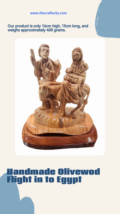 Handmade Wood Carving of The Holy Family's Flight to Egypt