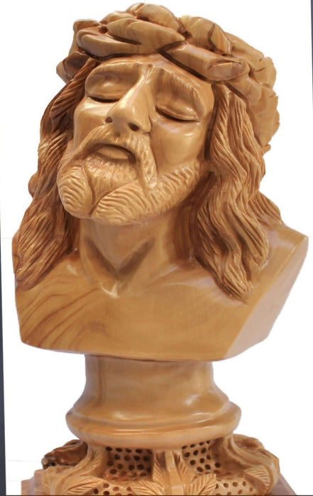 Buste en bois d'olive sculpté à la main de Jésus-Christ - 27,5 cm