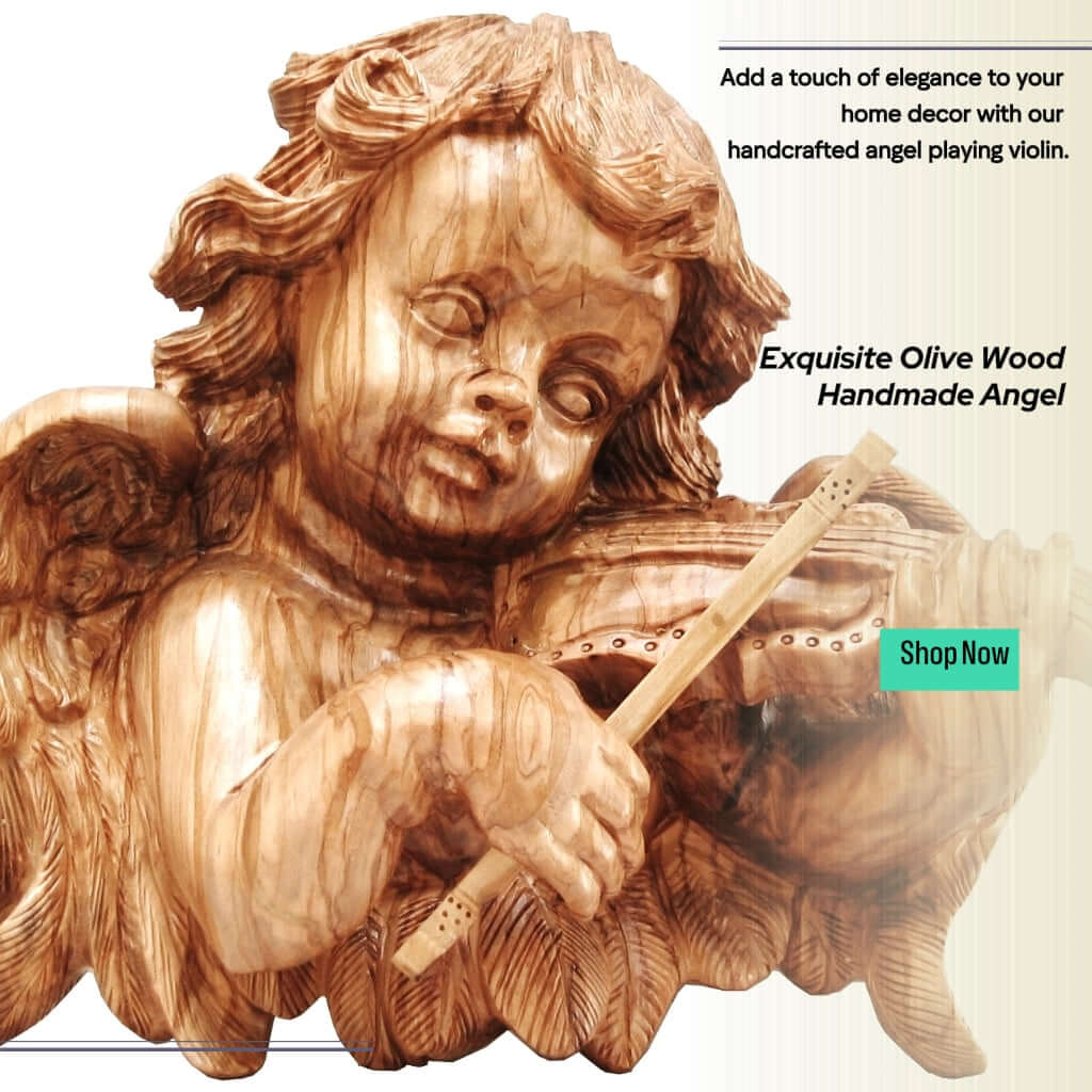 Olive Wood Angel Musician