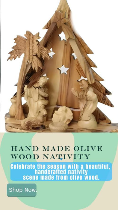 A Miniature Olive Wood Nativity Scene