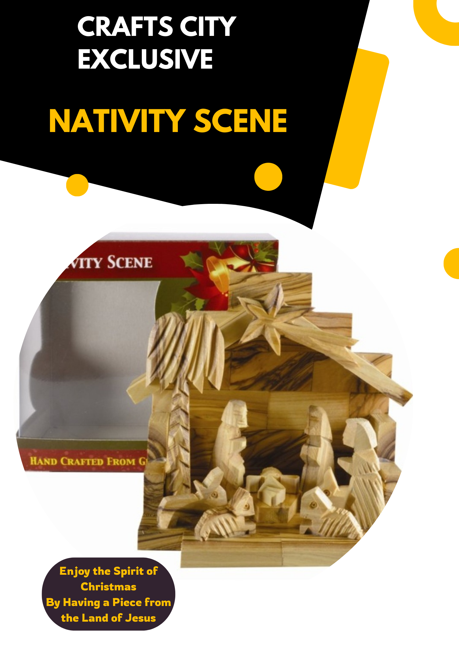 Eligant Packing 12cm Machine Made Olive Wood Nativity Scene