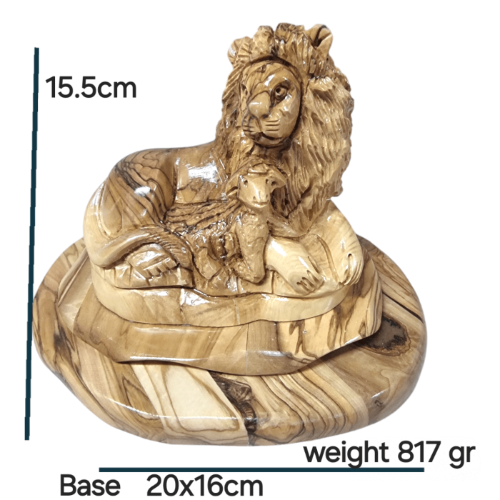 Size of Carved wooden lion and lamb statue 