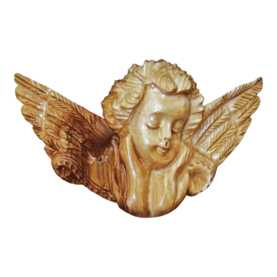 wood Carving of a Winged Angel Made of Olive Wood