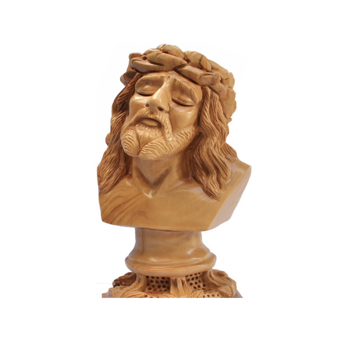 Hand-Carved Olive Wood Bust of Jesus Christ 