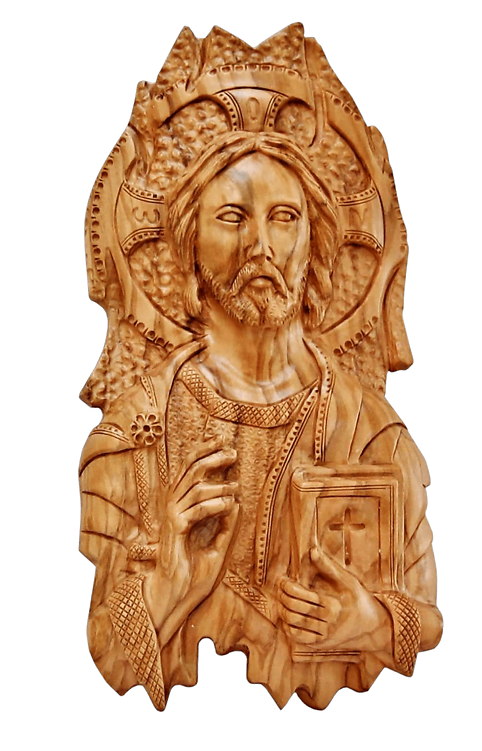 Hand-Carved Olive Wood Statue of Jesus