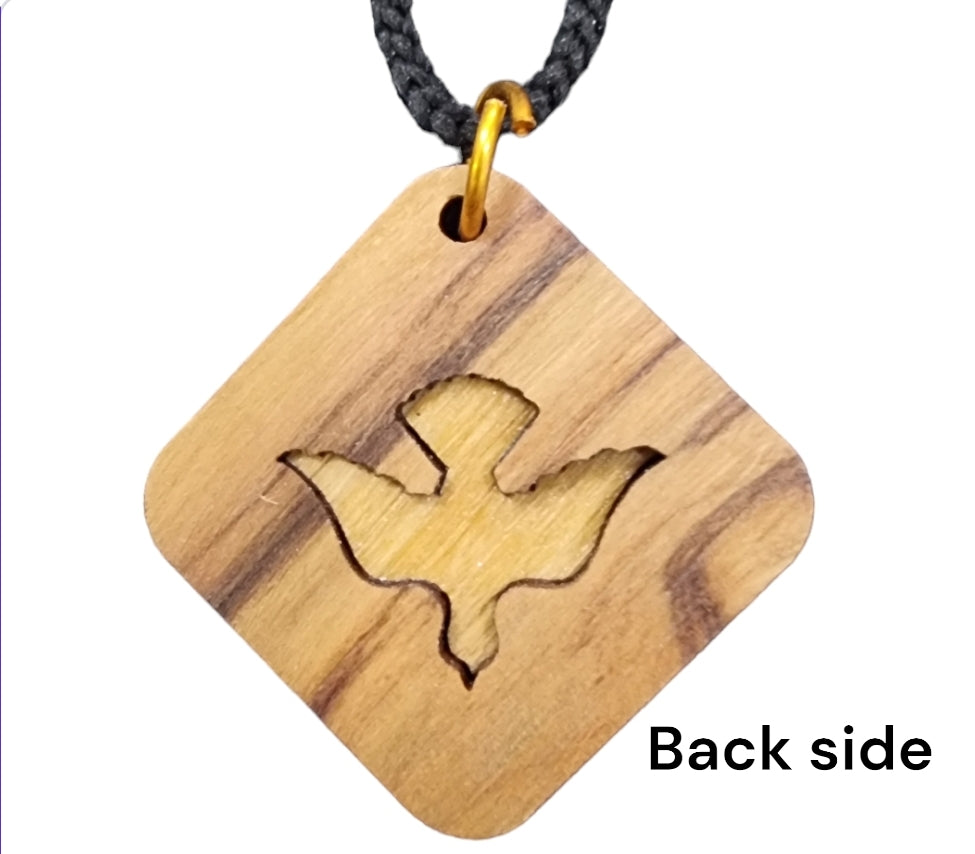 Holy Spirit Dove Pendant made from Olive Wood