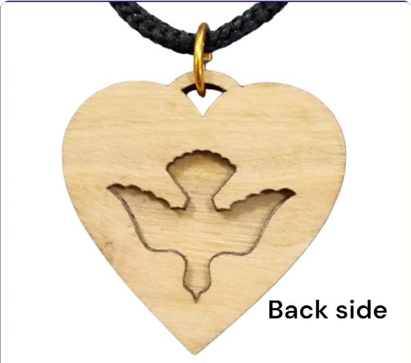 Holy Spirit Dove Pendant made from Olive Wood and wooden cross necklace