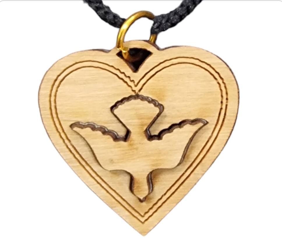 Holy Spirit Dove Pendant made from Olive Wood