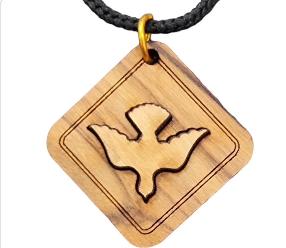 Holy Spirit Dove Pendant made from Olive Wood