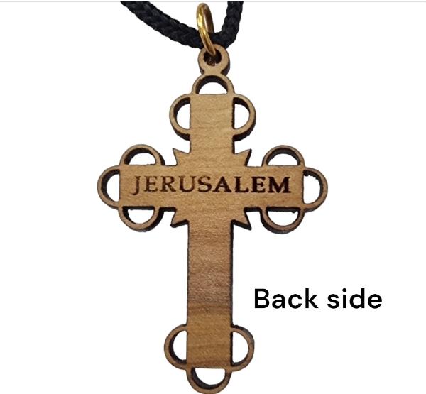 backside Natural Olive Wood Jewelry Pendant  or wooden cross necklace​