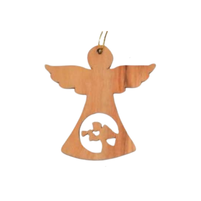 Oive wood Christmas ornament made olive wood in shape of angel