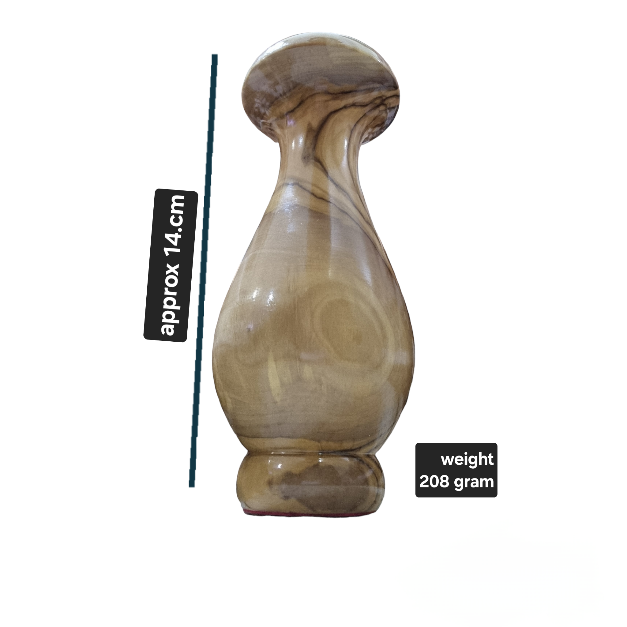 Elegante jarrón artesanal de madera de olivo - Pieza decorativa artesanal de 14 cm