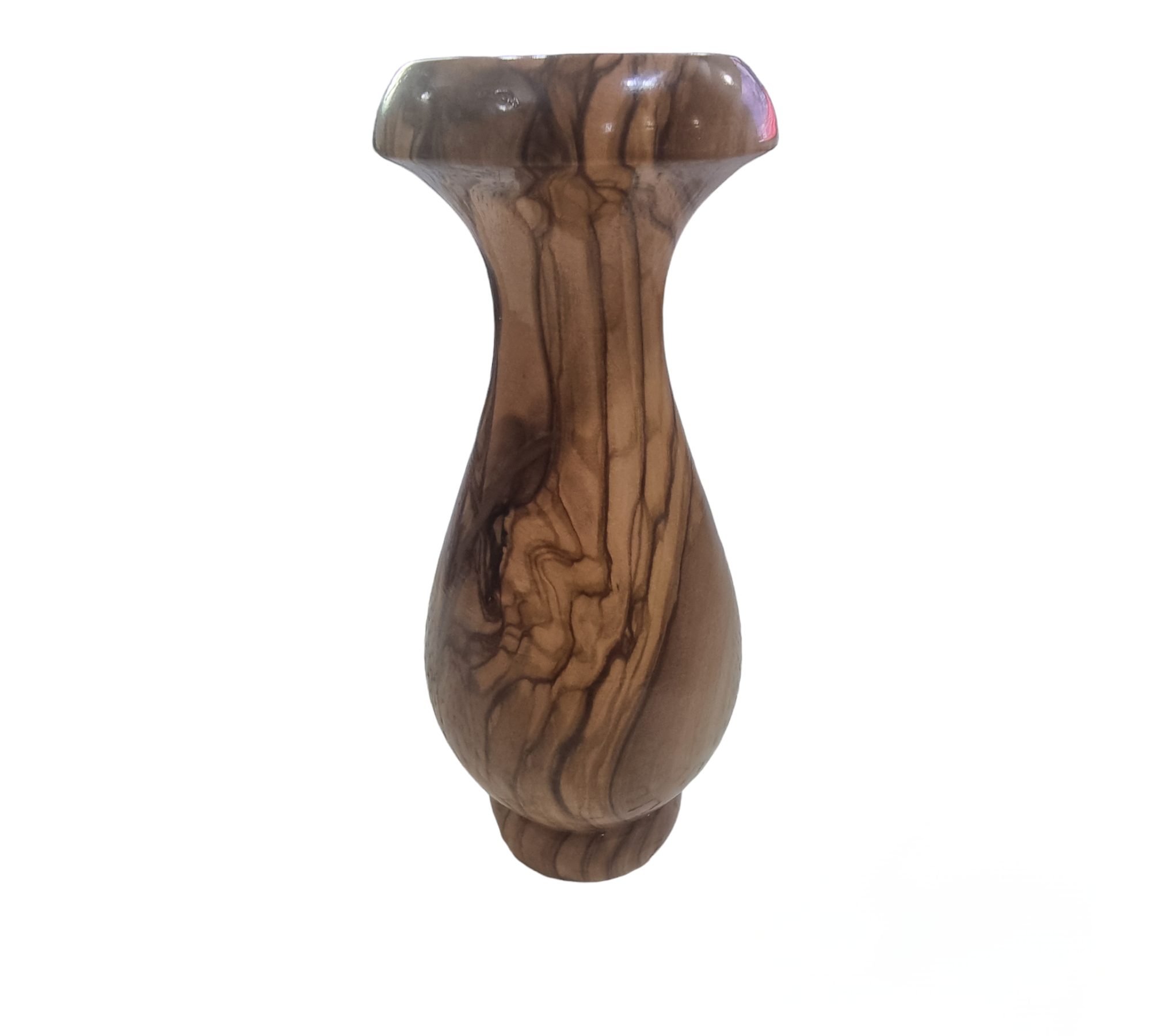 Elegante jarrón artesanal de madera de olivo - Pieza decorativa artesanal de 14 cm