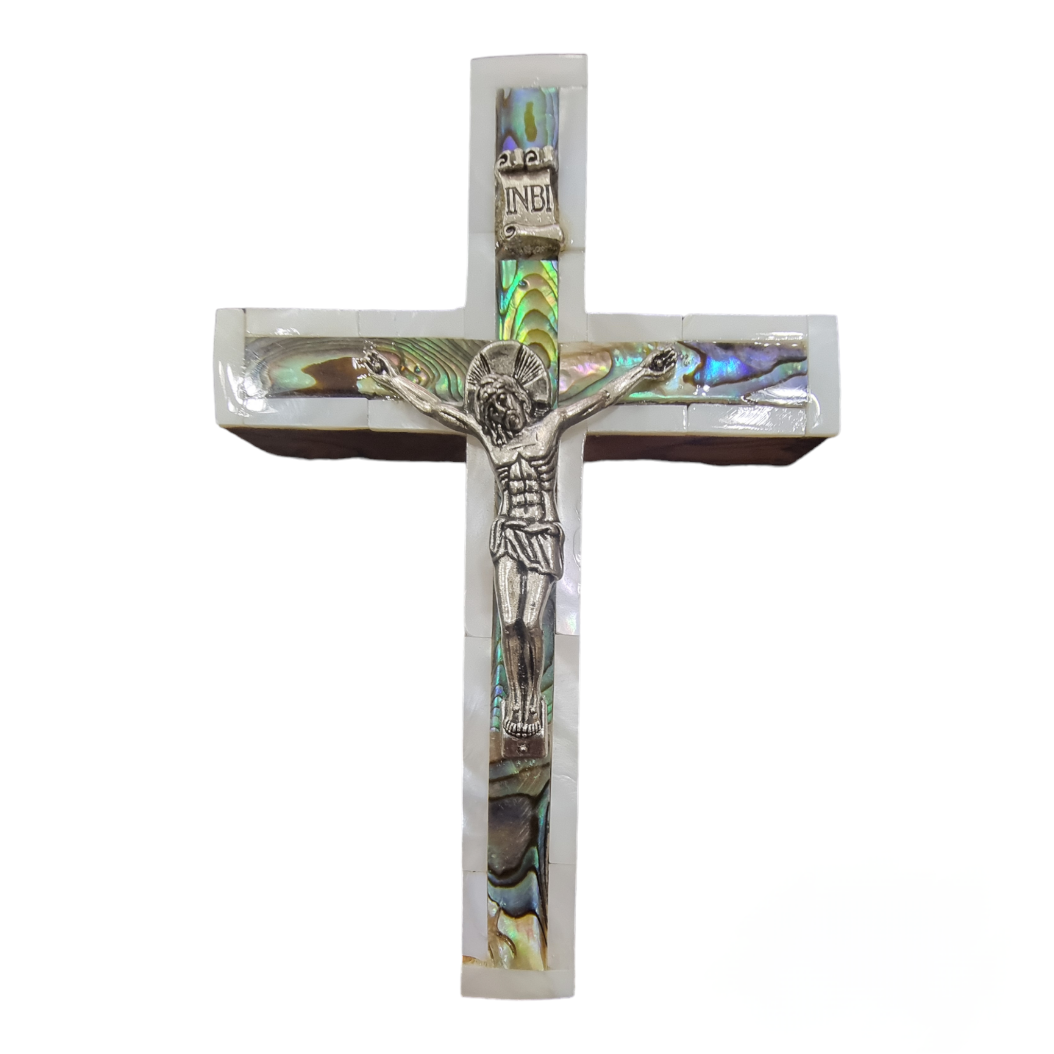 Crucifixo de Madrepérola da Terra Santa (12cm) - Um Toque de Graça