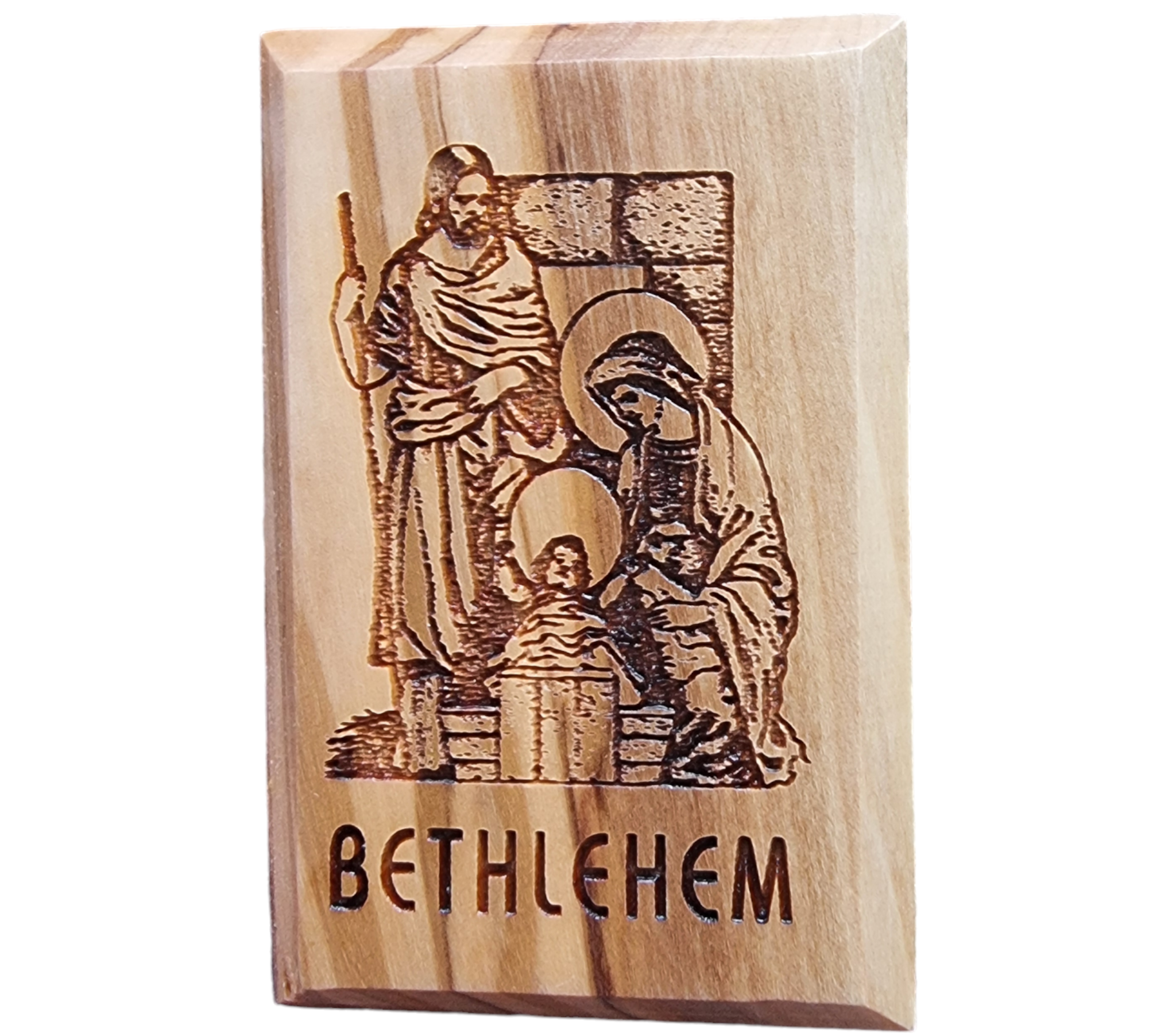 Bethlehem Heilige Familie Olivenholz Magnet