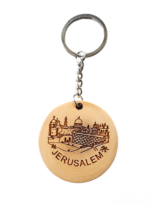 Jerusalem in Your Hand: Olive Wood Cityscape Keyring