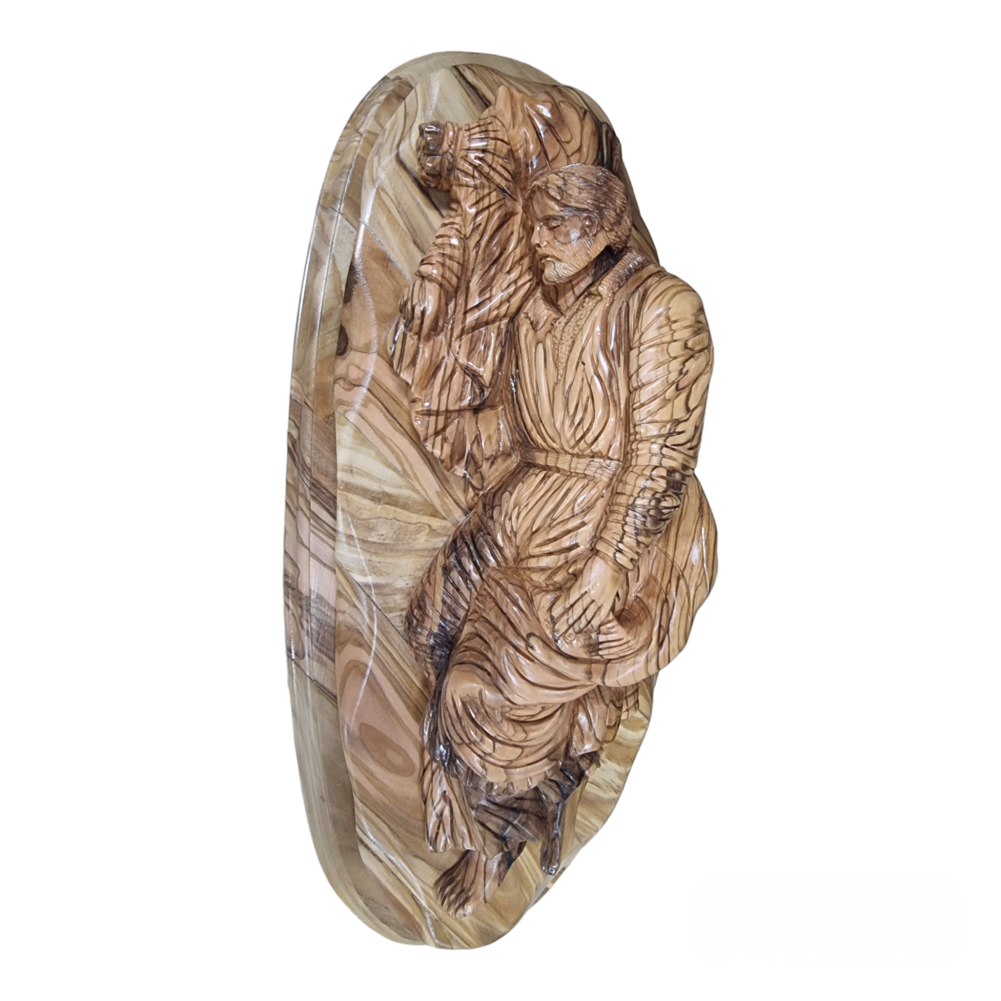 The Protector's Peace: Olive Wood  Hand-Carved Sleeping St. Joseph