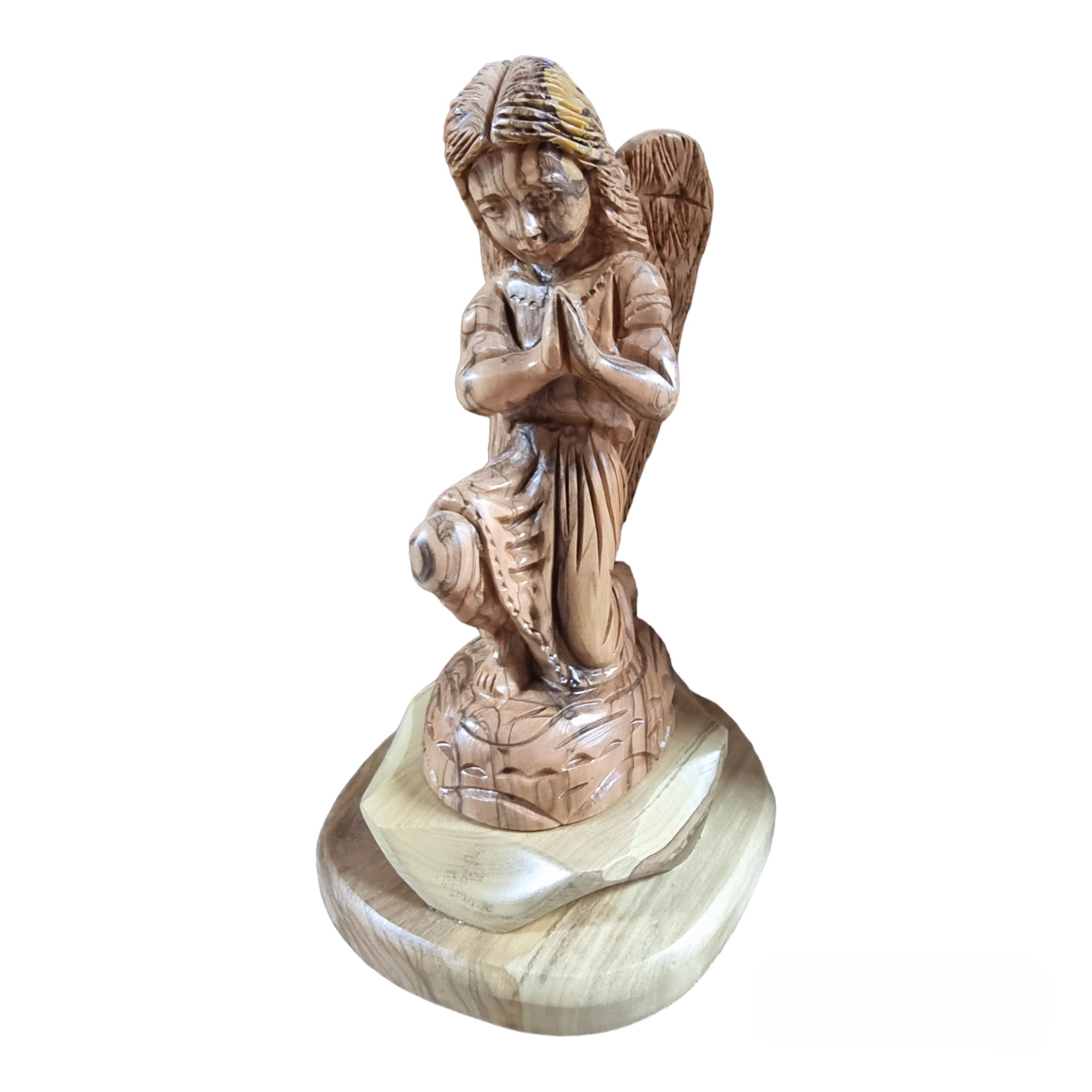 Heavenly Devotion: Olive Wood Kneeling Prayer Angel