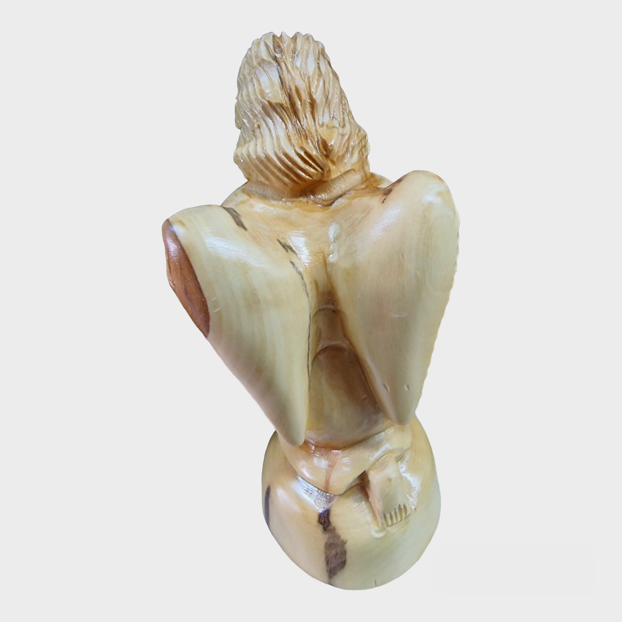 Miniature Olive Wood Praying Angel (13.5x5.5cm)