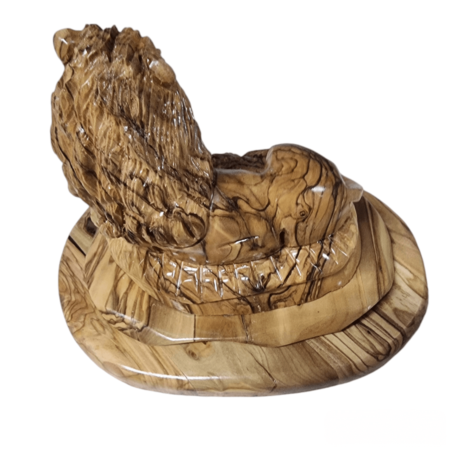 Symbol of Harmony: Hand-Carved Olive Wood Lion and Lamb Statue