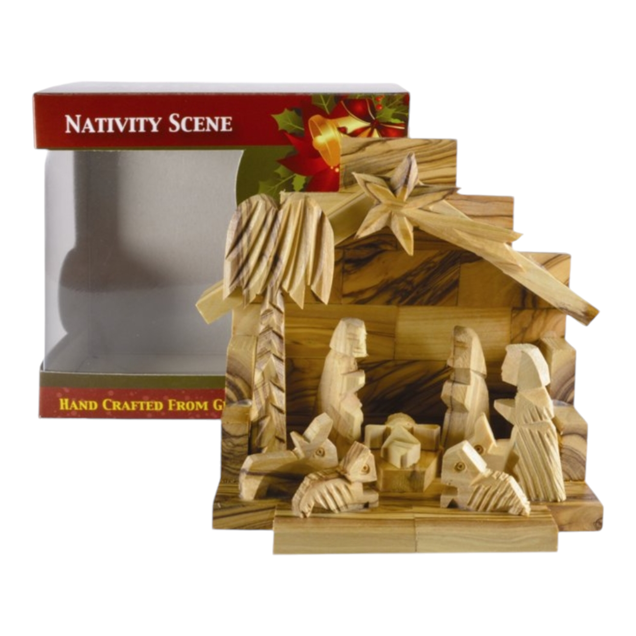 Eligant Packing 12cm Machine Made Olive Wood Nativity Scene