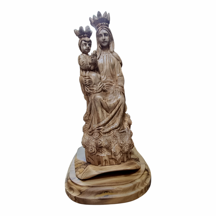 Handcarved Olive Wood Sculpture of Queen of Heaven &Earth-Mother of the Son of God