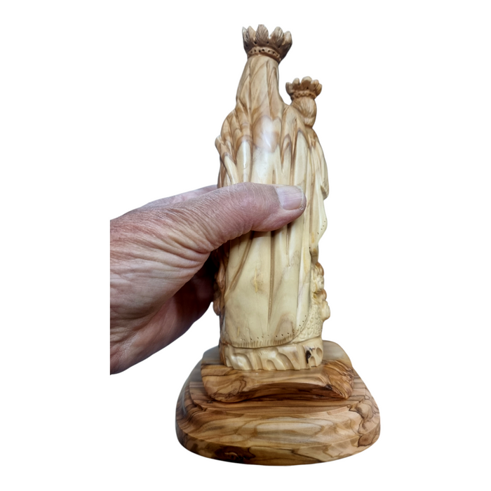 Handcarved Olive Wood Sculpture of Queen of Heaven &Earth-Mother of the Son of God