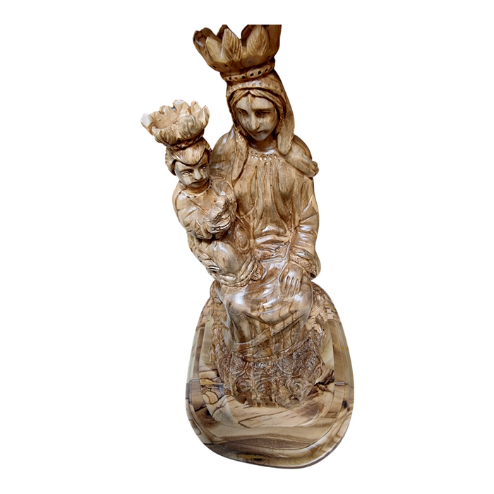 Handcarved Olive Wood Sculpture of Queen of Heaven &Earth-Mother of the Son of God