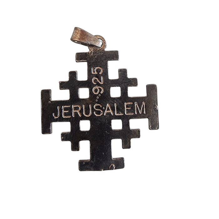 Blue Saphire Sterling Silver Jerusalem Cross