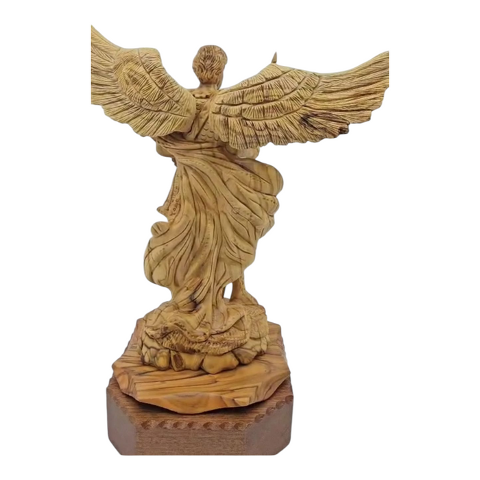 Archangel Raphael Statue - Handcrafted Olive Wood Masterpiece from Bethlehem