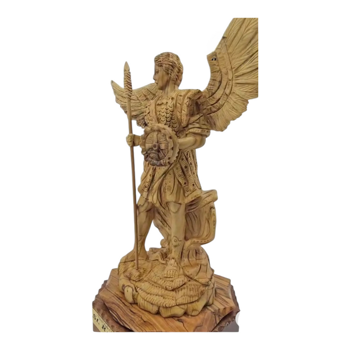 Archangel Raphael Statue - Handcrafted Olive Wood Masterpiece from Bethlehem