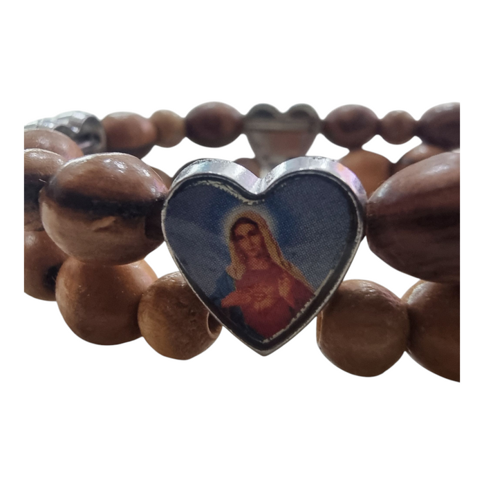 Hand-Carved Olive Wood Bracelet: Sacred Images