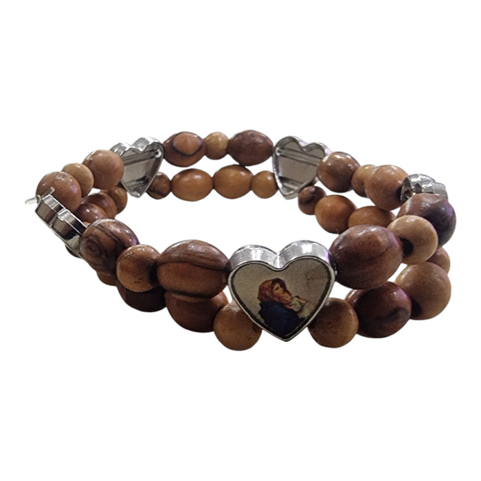 Hand-Carved Olive Wood Bracelet: Sacred Images