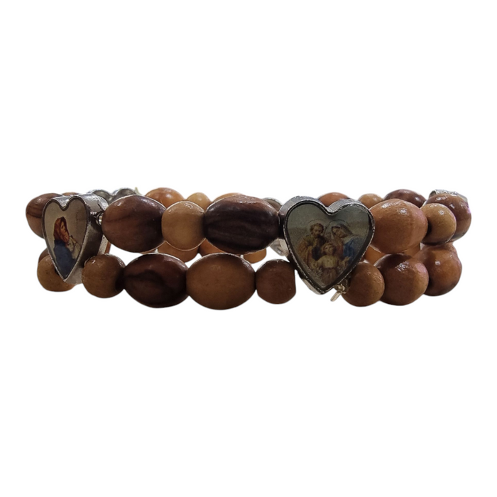 Hand-Carved Olive Wood Bracelet: Sacred Images