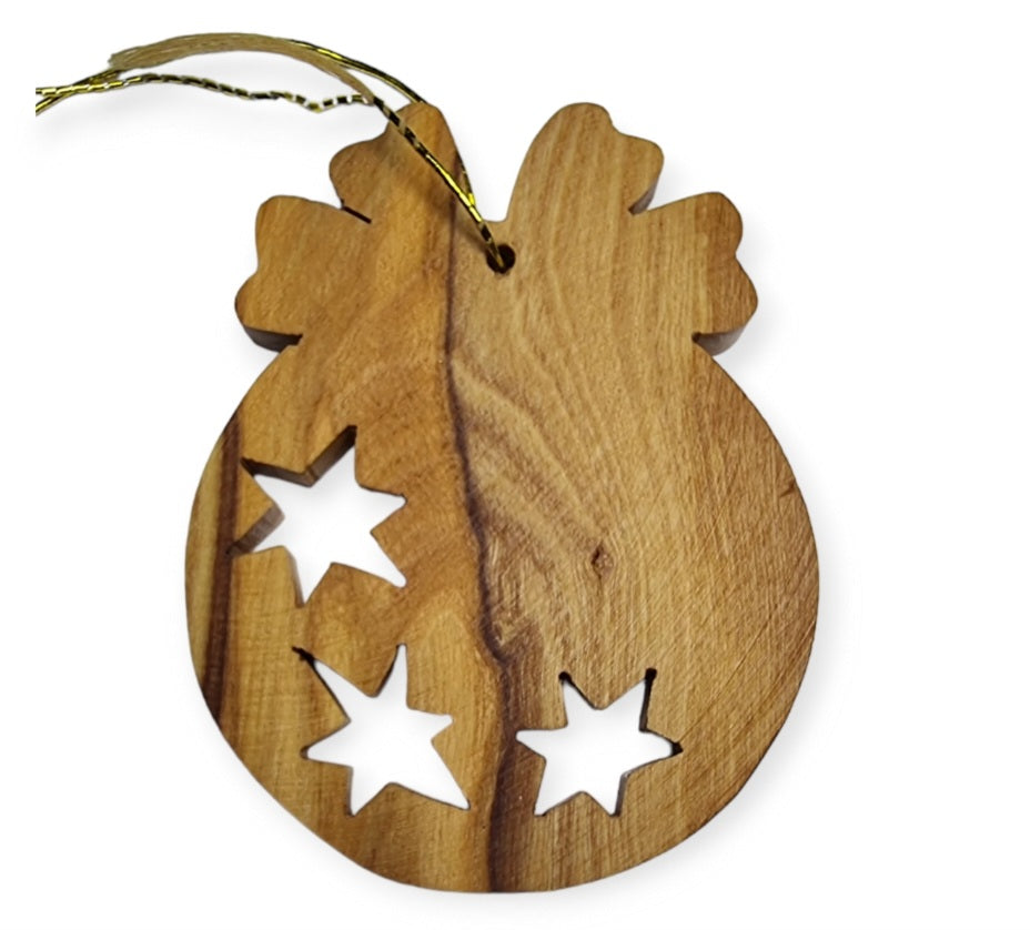 Olive Wood Christmas Apple Shape Ornament with Stars: A Natural and Sustainable Way to Decorate Your Tree