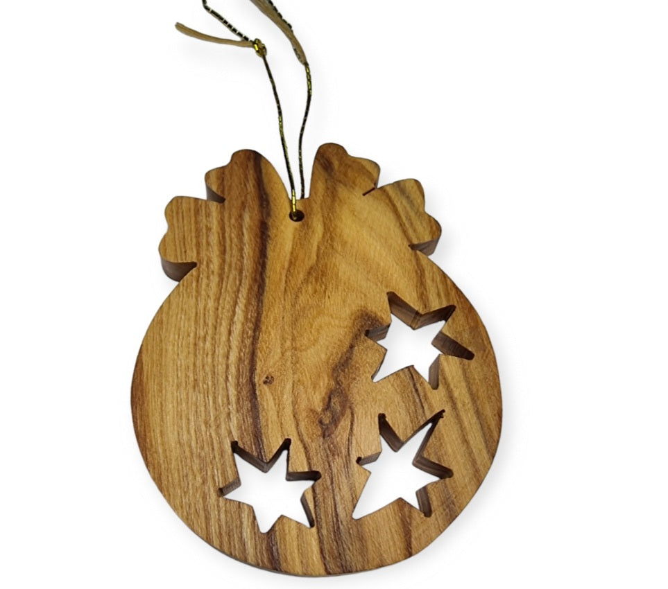 Olive Wood Christmas Apple Shape Ornament with Stars: A Natural and Sustainable Way to Decorate Your Tree