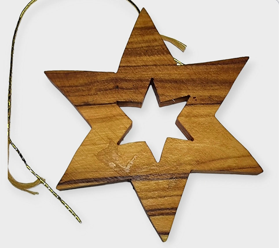 Handmade Olive Wood Star of David Christmas Ornament: A Timeless Gift for the Holidays