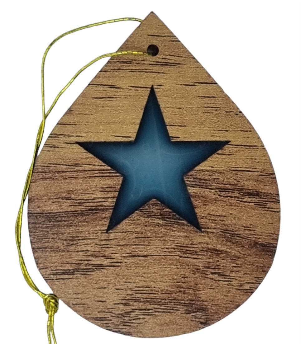 Crafts City Exclusive: Veneer Wood and Resin 12 Christmas Tree Ornaments